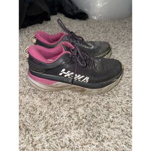 Hoka One One Bondi 7 Women's 7 Black Pink Running Shoes Sneakers 1110519 BGFF